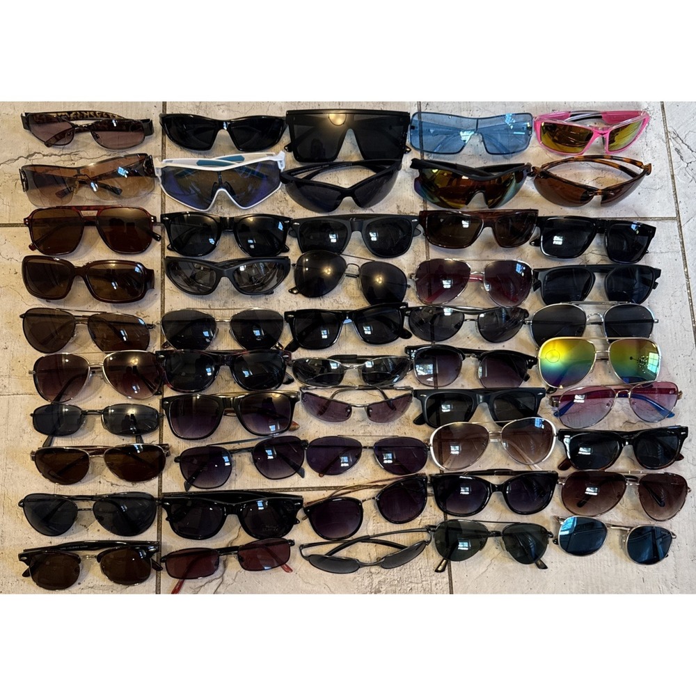 Vintage Men's Deadstock Sunglasses Lot 50 Pairs -Includes all 50 pairs- Variety